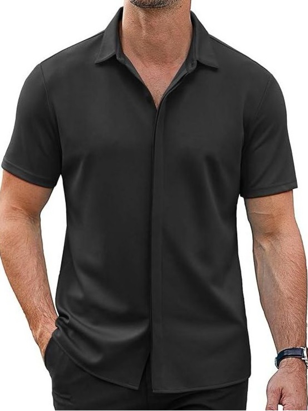 COOFANDY 3XL Black Button Down Casual Wrinkle Free Shirt